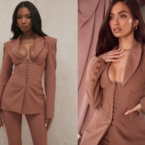 House of‎ CB 'Makani' Mocha Hourglass Corset Blazer Size M